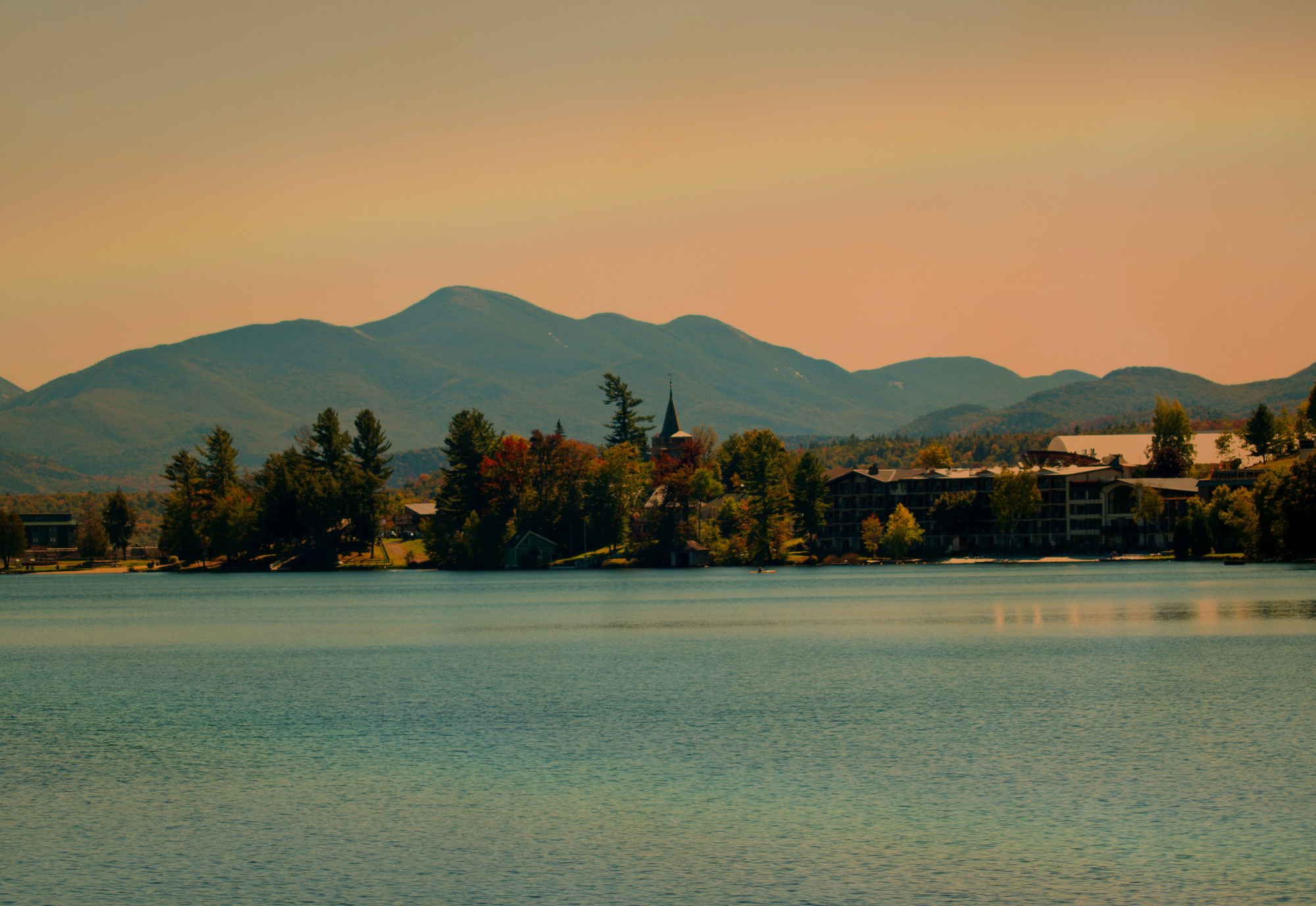 rainbow over lake placid